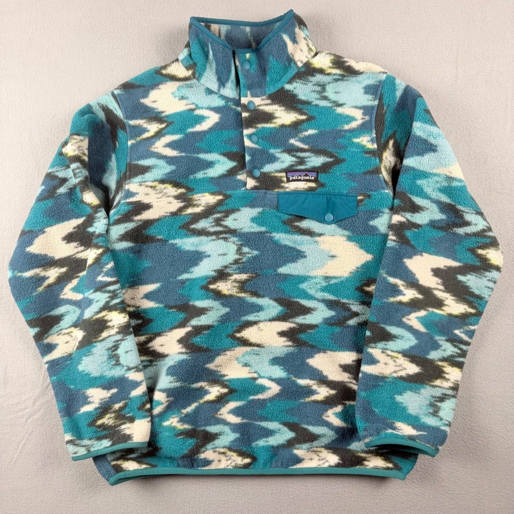 Patagonia Synchilla Snap-T Fleece Pullover Tribal Turquoise Blue 25455 Mens S
